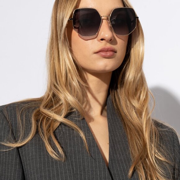 Marc Jacobs MARC 730/S 0RHL 9O Geometric Sunglasses - Black Gold\Grey - Picture 2 of 9